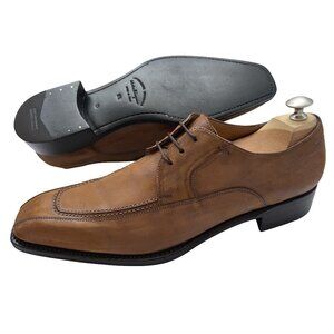 $1150 Salvatore Ferragamo Mens COSMIC Brown Blucher Derby Oxfords Shoes 9.5 D